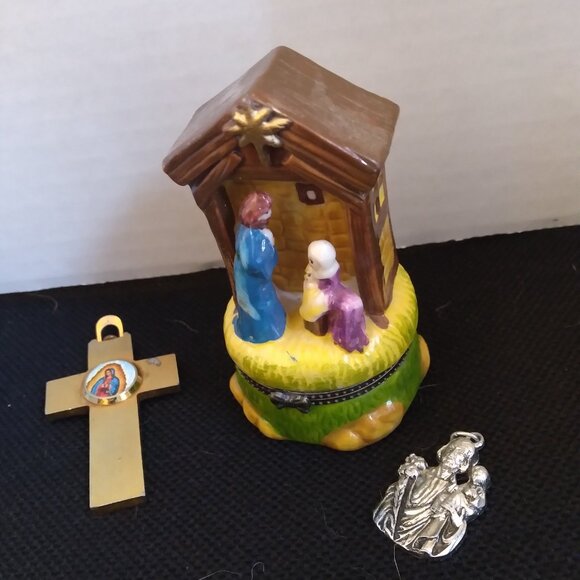 Trinket box * Cross * Charm Vintage Bundle - Picture 1 of 9